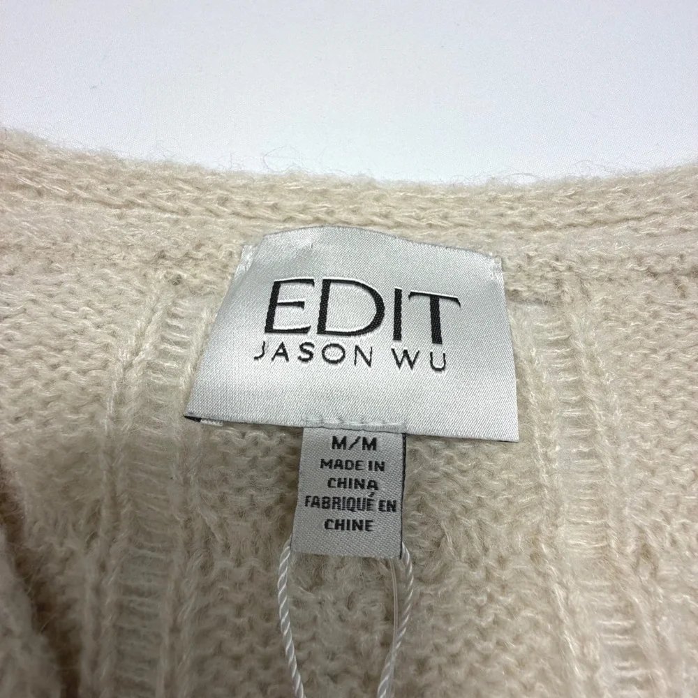 EDIT Jason Wu Cable‎ Knit Wrap Sweater Cropped Neutral Cozy Size M